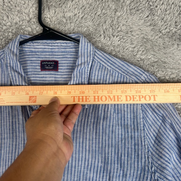 UNTUCKIt Long Sleeve 100% Linen Striped Shirt Button Down Men’s, Size 14 - Picture 3 of 11